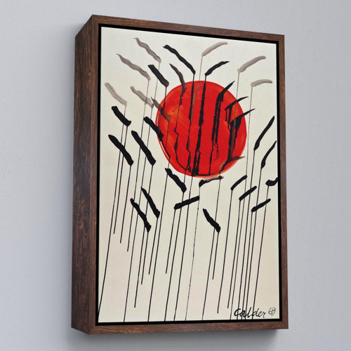 Çerçeveli Alexander Calder - Kızıl Güneş Ve Uzun Otlar Tablosu - Cattails With Red Sun-8090