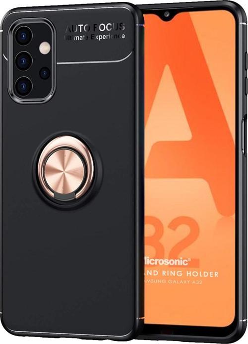 Samsung Galaxy A32 5G Kılıf Kickstand Ring Holder Siyah Rose