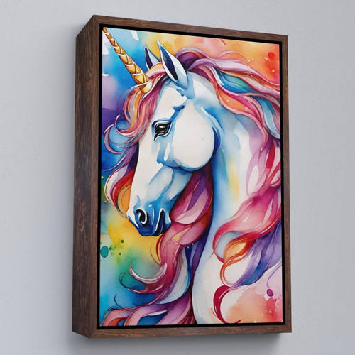 Çerçeveli Sevimli Renkli Unicorn Tablosu-7919