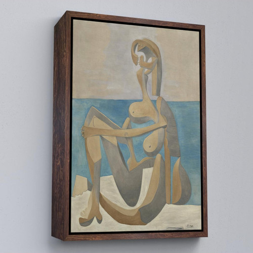 Çerçeveli Salvador Dali - Plajda Oturan Yüzücü Tablo - Seated Bather On The Beach-7405