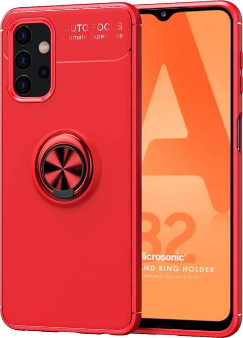 Samsung Galaxy A32 5G Kılıf Kickstand Ring Holder Kırmızı
