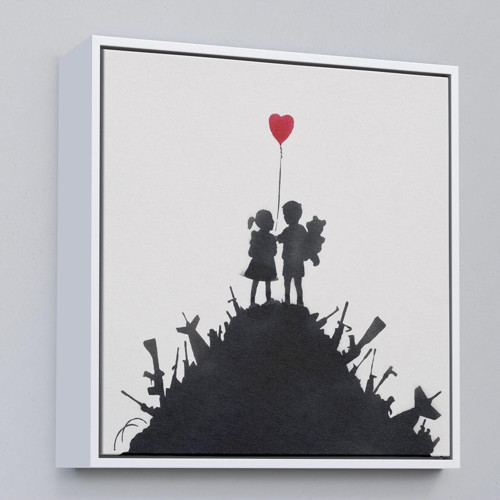 Çerçeveli Bansky Kids On Guns - Silahlı Çocuklar Tablosu-8336