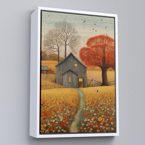 Çerçeveli Çayırdaki Ahır Evi Tablosu-7531