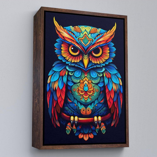 Çerçeveli Mandala Renkli Baykuş Tablo-7554