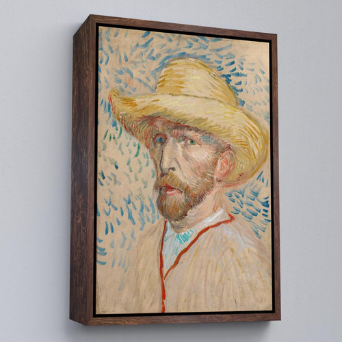 Çerçeveli Vincent Van Gogh - Hasır Şapkalı Otoportre Tablosu-7462