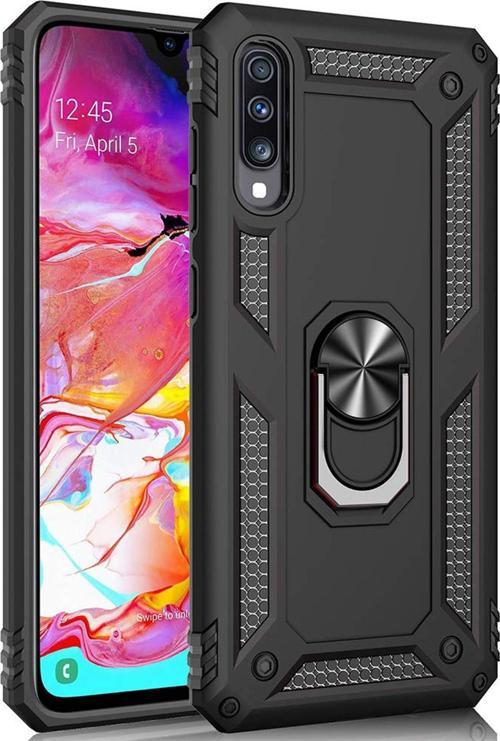 Samsung Galaxy A70 Kılıf Military Ring Holder Siyah