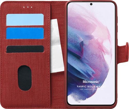 Samsung Galaxy S21 Kılıf Fabric Book Wallet Kırmızı