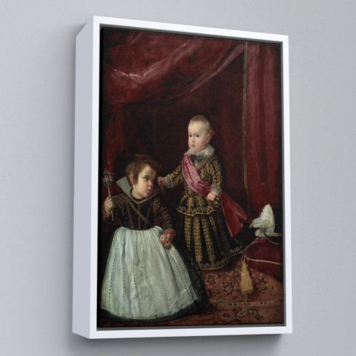 Çerçeveli Diego Velázquez - Prens Balthasar Charles Cüceyle Birlikte Tablo-7282