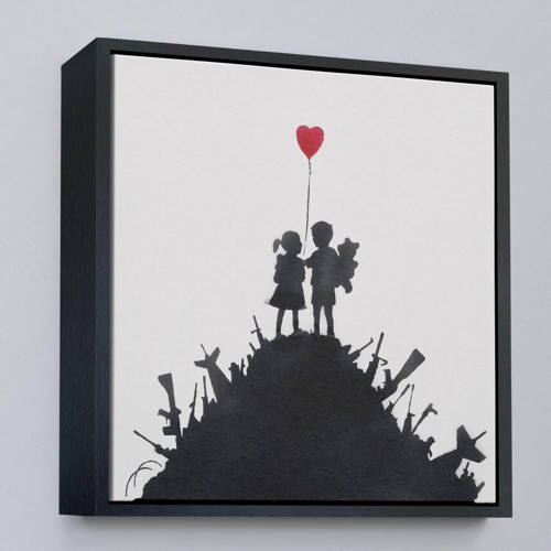 Çerçeveli Bansky Kids On Guns - Silahlı Çocuklar Tablosu-8336