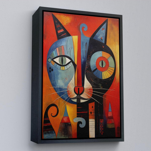Çerçeveli Pablo Picasso Tarzı - Soyut Renkli Kedi Tablo-7371