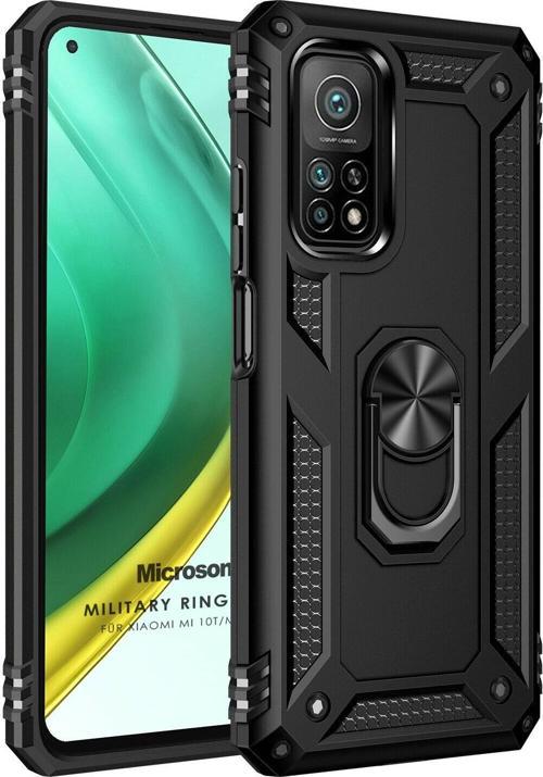 Xiaomi Mi 10T Pro Kılıf Military Ring Holder Siyah