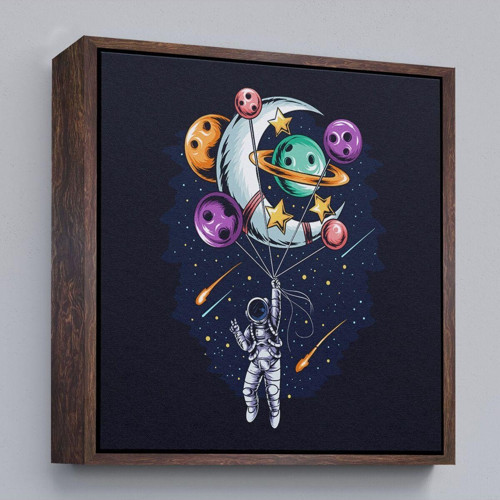 Çerçeveli Ay Ve Gezegenler İle Uçan Astronot Tablo-5097