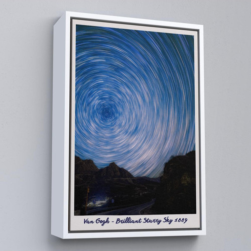 Çerçeveli Vincent Van Gogh - Parlak Yıldızlı Gökyüzü Tablo - Brillant Starry Sky-8049