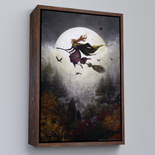 Çerçeveli Süpürge İle Uçan Cadı, Cadılar Bayramı Hediyesi, Hallowen Tablo -6398