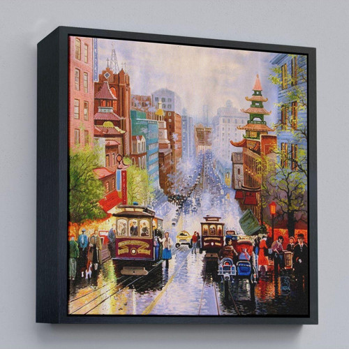 Çerçeveli Aşağı California Sokak Gelen Nob Hill Thomas Duvar Tablosu-5825
