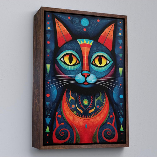 Çerçeveli Pablo Picasso Tarzı - Soyut Renkli Kedi Tablo-7512