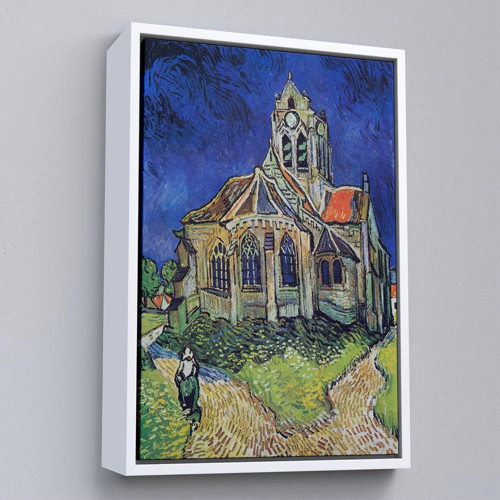 Çerçeveli Vincent Van Gogh Auvers'Deki Kilise Tablosu-7445