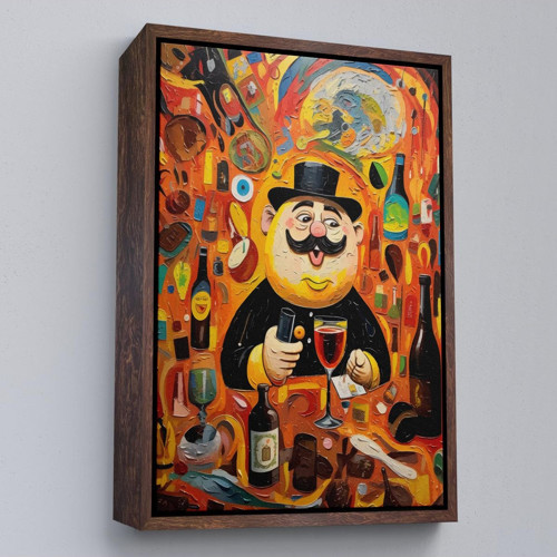 Çerçeveli İçen Şişman Adam Tablosu-8002