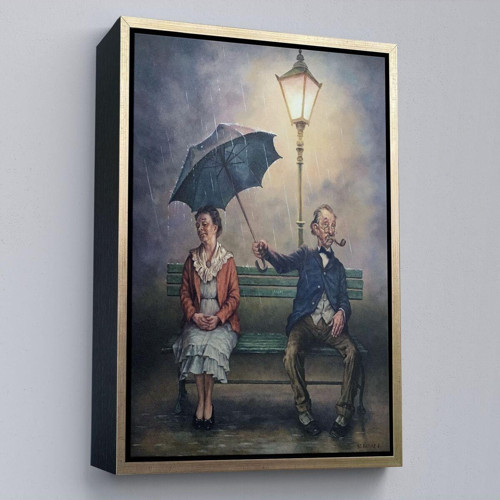 Çerçeveli Yağmur Altındaki Küs Sevgililer Dekoratif Duvar Tablosu-6223