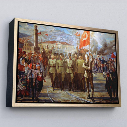 Çerçeveli İzmir'İn Kurtuluşu Tablosu - Atatürk'Ün İzmire Girişi-6627