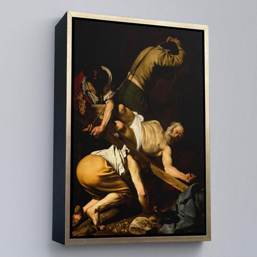 Çerçeveli Caravaggio - Aziz Petrus'Un Çarmıha Gerilmesi Tablosu - Crucifixion Of Saint Peter-8106