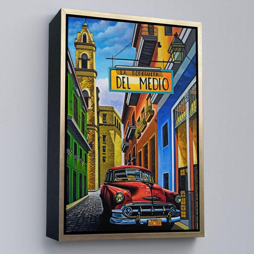 Çerçeveli La Bodeguita Cuba Car Duvar Tablosu-6457