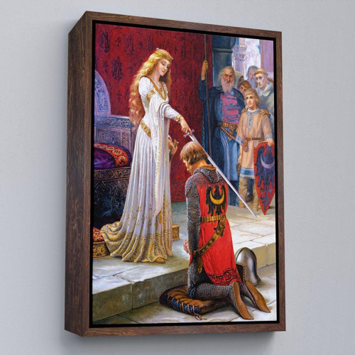 Çerçeveli The Accolade - Edmund Blair Leighton Şövalyenin Kraliçeye Sadakat Tablosu-6460