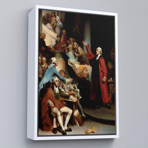 Çerçeveli Patrick Henry Virginia Burgesses Evinin Önünde Duvar Tablosu-6408