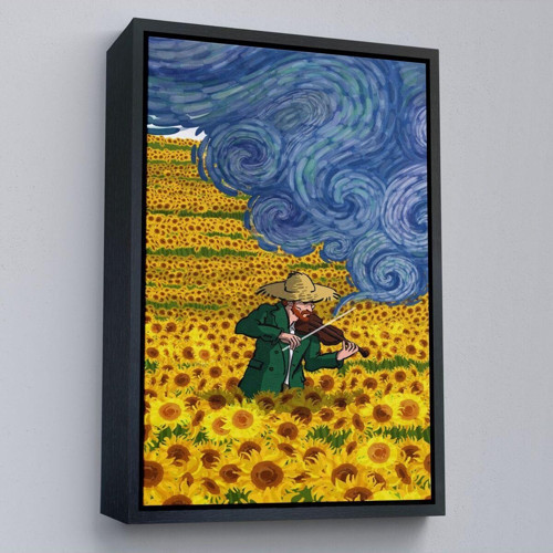 Çerçeveli Vincent Van Gogh Temalı İllüstrasyon Tablosu-6361