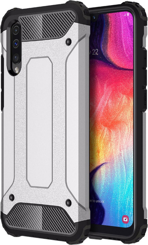 Samsung Galaxy A50 Kılıf Rugged Armor Gümüş