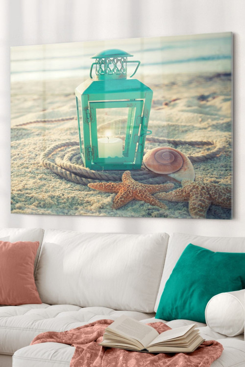 Deniz Yıldızı Ve Mumluk | Doğa Temalı Cam Tablo | 50X70 Cm