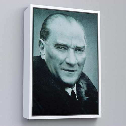 Çerçeveli Atatürk Portre Tablosu Mustafa Kemal Atatürk Dikdörtgen Dekoratif Kanvas Tablo-57