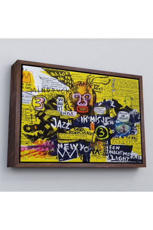 Çerçeveli Jean Michel Basquiat Şehir Sanatı Kanvas Tablo-5095