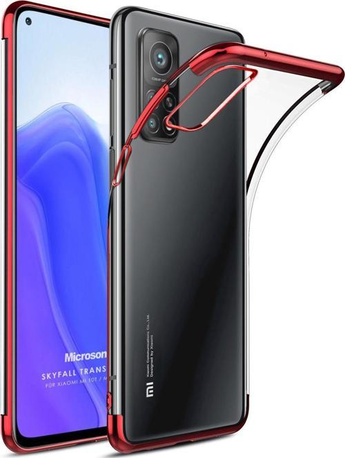 Xiaomi Mi 10T Kılıf Skyfall Transparent Clear Kırmızı