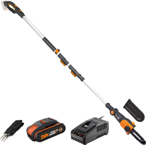 Wg349E 20Volt 2.0Ah Li-Ion Tek Akülü 20Cm Profesyonel Teleskobik Saplı Açı Ayarlı Zincirli Dal