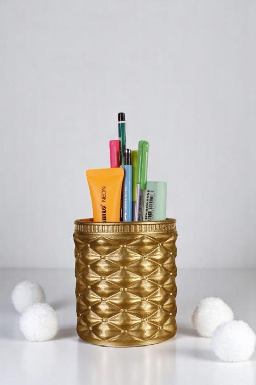 Kalemlik Masa Kalemliği Organizer Kalemlik Altın Renk Model 85
