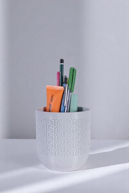 Kalemlik Masa Kalemliği Organizer Kalemlik Beyaz Renk Model 77