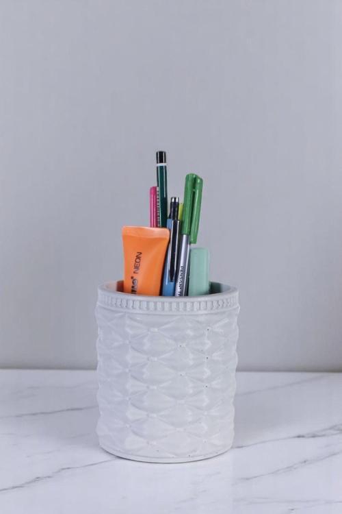 Kalemlik Masa Kalemliği Organizer Kalemlik Beyaz Renk Model 85