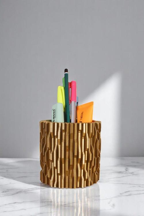 Kalemlik Masa Kalemliği Organizer Kalemlik Altın Renk Model 78