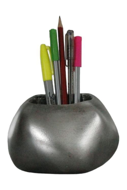 Kalemlik Gümüş Eskitme Renk Masa Kalemliği Organizer Kalemlik Model 22