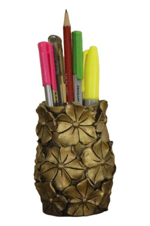 Kalemlik Altın Eskitme Renk Masa Kalemliği Organizer Kalemlik Model 16