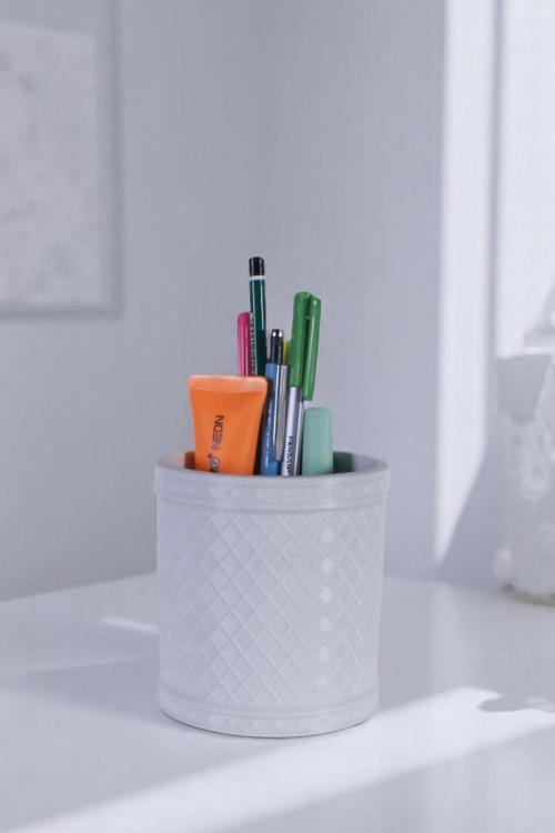 Kalemlik Masa Kalemliği Organizer Kalemlik Beyaz Renk Model 90