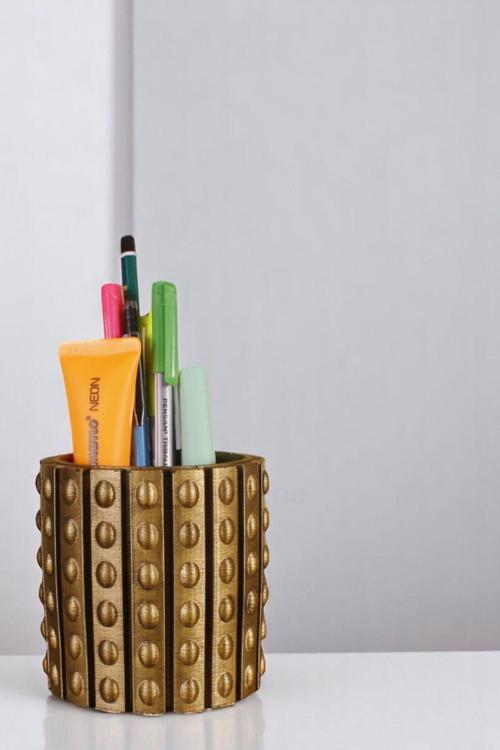 Kalemlik Masa Kalemliği Organizer Kalemlik Altın Eskitme Renk Model 91