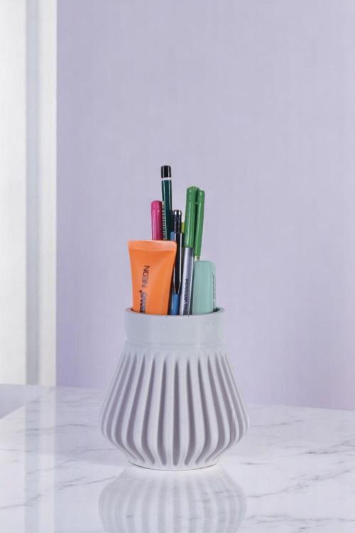 Kalemlik Masa Kalemliği Organizer Kalemlik Beyaz Renk Model 83