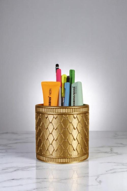 Kalemlik Masa Kalemliği Organizer Kalemlik Altın Renk Model 87