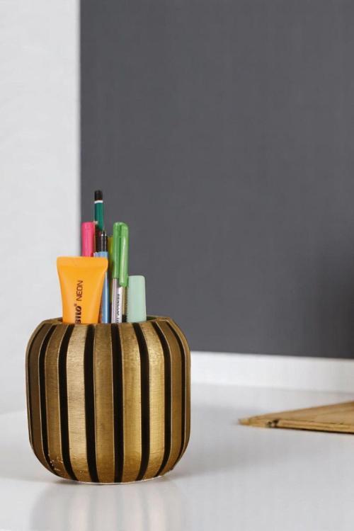 Kalemlik Masa Kalemliği Organizer Kalemlik Altın Eskitme Renk Model 79