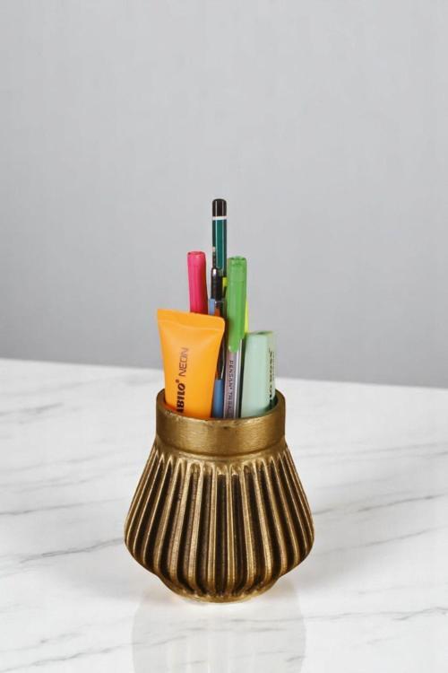 Kalemlik Masa Kalemliği Organizer Kalemlik Altın Eskitme Renk Model 83