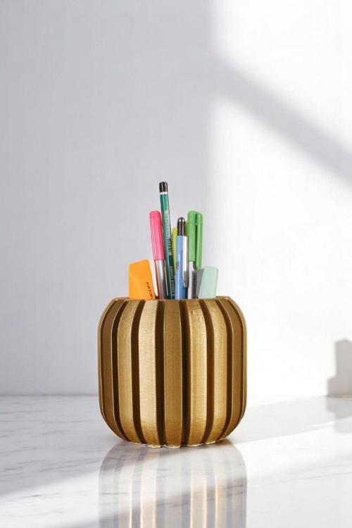 Kalemlik Masa Kalemliği Organizer Kalemlik Altın Renk Model 79