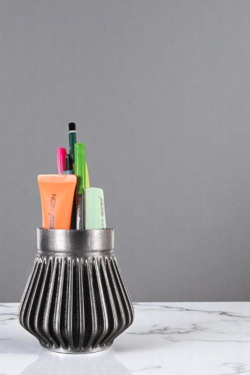 Kalemlik Masa Kalemliği Organizer Kalemlik Gümüş Eskitme Renk Model 83