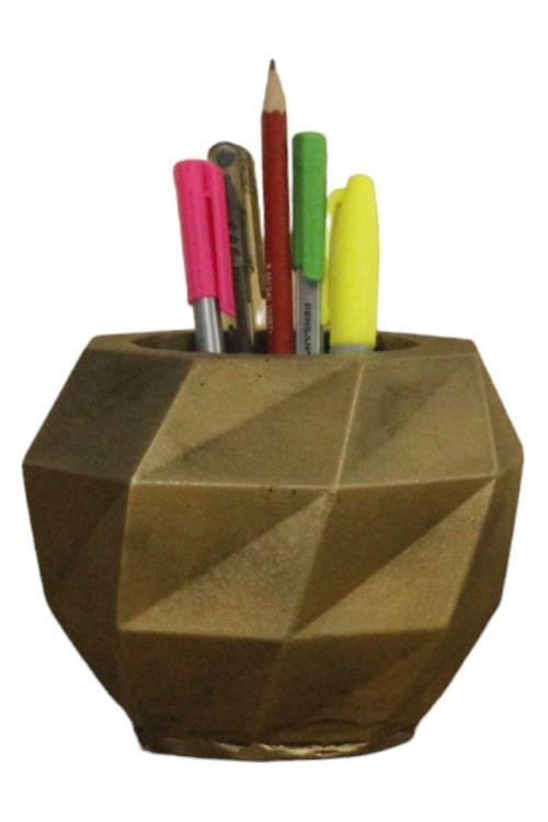 Kalemlik Altın Eskitme Renk Masa Kalemliği Organizer Kalemlik Model 20